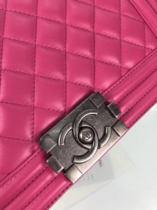 CHANEL 'Boy' Diamond Quilted Leather Flap Bag. Original Quality Bag including gift box, care book, dust bag, authenticity card. Created by Karl Lagerfeld, the iconic design owes its name to Gabrielle Chanel's first love, Boy Capel. This Chanel Boy Flap Bag Quilted is every woman's dream. Crafted from calfskin leather, the bag features Chanel's signature diamond quilting, chunky chain link strap with leather shoulder pad, and metal-tone hardware accents. Its CC Boy logo closure opens to a fabric-lined interior with slip pocket perfect for daily essentials. A sought-after, luxurious accessory.