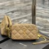 SAINT LAURENT Becky Double-Zip Pouch in Quilted Leather.