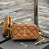 SAINT LAURENT Becky Double-Zip Pouch in Quilted Leather.