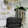DIOR Caro Box Bag With Chain. Original Quality Bag including gift box, care book, dust bag, authenticity card. Maria Grazia Chiuri's Dior Caro box bag with chain is a modern creation. Crafted in calfskin, it stands out with a unique Macrocannage quilted effect and a spacious compartment, including three card slots, to accommodate all the daily essentials. The removable chain strap features a leather insert for comfortable and adjustable wear, either over the shoulder or crossbody, while the handle allows it to be carried by hand.