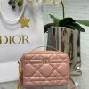 DIOR Caro Box Bag With Chain. Original Quality Bag including gift box, care book, dust bag, authenticity card. Maria Grazia Chiuri's Dior Caro box bag with chain is a modern creation. Crafted in calfskin, it stands out with a unique Macrocannage quilted effect and a spacious compartment, including three card slots, to accommodate all the daily essentials. The removable chain strap features a leather insert for comfortable and adjustable wear, either over the shoulder or crossbody, while the handle allows it to be carried by hand.