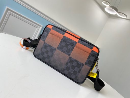 LOUIS VUITTON Alpha Messenger. Original Quality Bag including gift box, care book, dust bag, authenticity card. Compact and stylish, the Alpha Messenger is the modern way to keep personal items close at hand. This new version features a fresh take on Louis Vuitton’s iconic Damier Graphite pattern, a “Giant” variation in graduated shades of bold, colorful orange. And with its comfortable strap, it’s a breeze to carry.