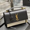 SAINT LAURENT Sunset Medium Chain Bag. Original Quality Bag including gift box, care book, dust bag, authenticity card. Perfect for the girl-on-the-go, the medium Sunset shoulder bag from Saint Laurent is a real all-rounder. Crafted from smooth leather, this monogrammed accessory can be slung across the body or slipped over the shoulder for your preferred styling. Cassandre bag with front flap with magnetic snap closure decorated with iconic YSL signature, featuring side gussets and leather-encased key ring.