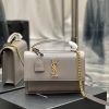 SAINT LAURENT Sunset Medium Chain Bag. Original Quality Bag including gift box, care book, dust bag, authenticity card. Perfect for the girl-on-the-go, the medium Sunset shoulder bag from Saint Laurent is a real all-rounder. Crafted from smooth leather, this monogrammed accessory can be slung across the body or slipped over the shoulder for your preferred styling. Cassandre bag with front flap with magnetic snap closure decorated with iconic YSL signature, featuring side gussets and leather-encased key ring.