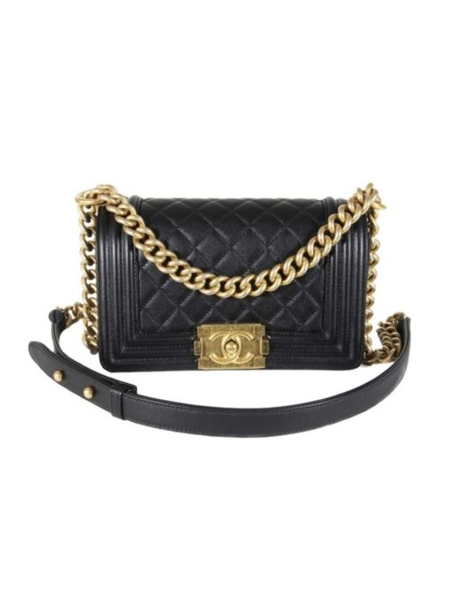 CHANEL 'Boy' Diamond Quilted Leather Flap Bag. Original Quality Bag including gift box, care book, dust bag, authenticity card. Created by Karl Lagerfeld, the iconic design owes its name to Gabrielle Chanel's first love, Boy Capel. This Chanel Boy Flap Bag Quilted is every woman's dream. Crafted from calfskin leather, the bag features Chanel's signature diamond quilting, chunky chain link strap with leather shoulder pad, and metal-tone hardware accents. Its CC Boy logo closure opens to a fabric-lined interior with slip pocket perfect for daily essentials. A sought-after, luxurious accessory.