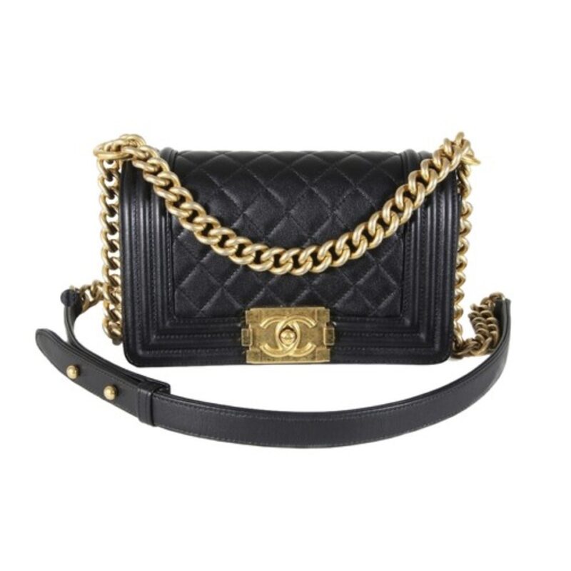 CHANEL 'Boy' Diamond Quilted Leather Flap Bag. Original Quality Bag including gift box, care book, dust bag, authenticity card. Created by Karl Lagerfeld, the iconic design owes its name to Gabrielle Chanel's first love, Boy Capel. This Chanel Boy Flap Bag Quilted is every woman's dream. Crafted from calfskin leather, the bag features Chanel's signature diamond quilting, chunky chain link strap with leather shoulder pad, and metal-tone hardware accents. Its CC Boy logo closure opens to a fabric-lined interior with slip pocket perfect for daily essentials. A sought-after, luxurious accessory.