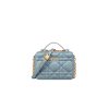 DIOR Caro Box Bag With Chain. Original Quality Bag including gift box, care book, dust bag, authenticity card. Maria Grazia Chiuri's Dior Caro box bag with chain is a modern creation. Crafted in calfskin, it stands out with a unique Macrocannage quilted effect and a spacious compartment, including three card slots, to accommodate all the daily essentials. The removable chain strap features a leather insert for comfortable and adjustable wear, either over the shoulder or crossbody, while the handle allows it to be carried by hand.