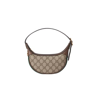 GUCCI Ophidia GG Mini Bag. Original Quality Bag including gift box, care book, dust bag, authenticity card. The world of Ophidia is enriched with the introduction of a crescent shaped mini bag. Crafted from the House's monogram canvas, the half-moon silhouette is infused with a retro spirit, recalling '90s designs.