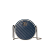 GUCCI GG Marmont Mini Leather Round Shoulder Bag. This Gucci GG Marmont mini round shoulder bag certainly seems to fit the bill! Mini bags are hot this season and we could be more supportive of this trend. This bag from Gucci is only for essentials, the phone will be on your hands, the credit card in your pocket and your lipstick have a 24-hour duration. Crafted from plain/quilted leather, this fun-size accessory has a chain and leather shoulder strap and is adorned with the signature metal GG logo. All the best things come in small packages. Featuring a top zip fastening and gold-tone/silver-tone hardware.