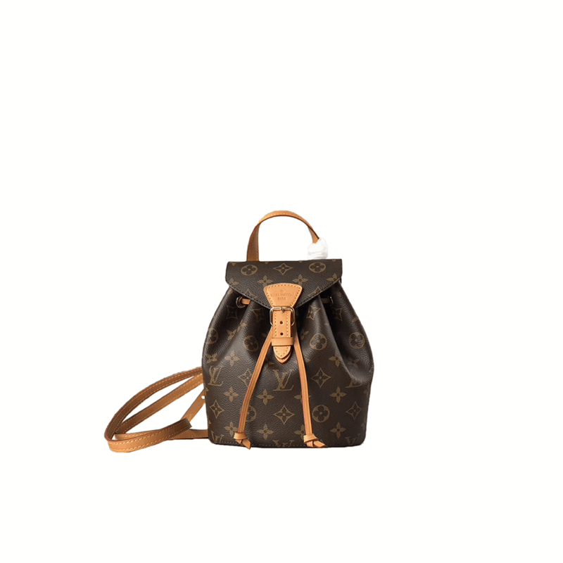 LOUIS VUITTON Montsouris Backpack. Original Quality Bag including gift box, care book, dust bag, authenticity card. This is an elegant new backpack made from Monogram canvas and cowhide leather, it closes with an archive Louis Vuitton buckle and leather drawstrings. Practical, with a roomy interior, it features an outside zipped pocket. The top handle and adjustable leather straps allow multiple carry options.