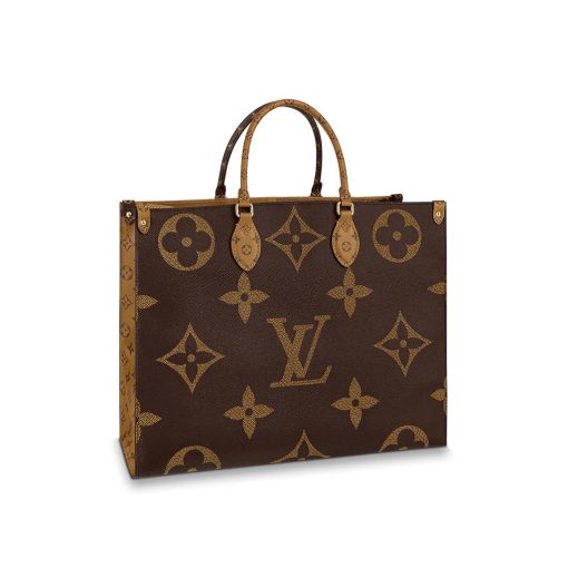 LOUIS VUITTON Onthego Monogram Tote Bag. Original Quality Bag. LOUIS VUITTON Sales Box and Dust Bag. Booklet, Authenticity Card, Payment Slip. The aptly named Onthego tote bag goes shopping, to work or off for the weekend. With its ample capacity and oversized Monogram motif (contrasted with Mini Monogram trim), this modern carryall makes a punchy fashion statement. Articulated Toron handles, and two shoulder straps ensure a comfortable carry, all day long.