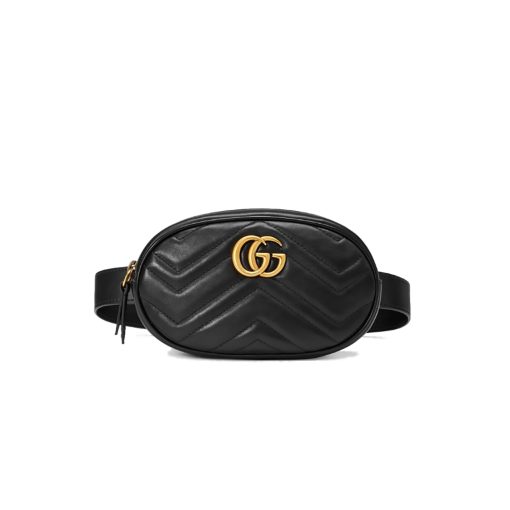 GUCCI 'Marmont' Belt Bag. Original Quality Bag including gift box, care book, dust bag, authenticity card. Part of the GG Marmont line, the belt bag was presented for the first time by Alessandro Michele in the Pre-Fall 2017 collection. It has a sportswear-inspired rounded shape with a leather belt which is designed so the bag can be worn high on the waist. It features the recognizable Double G detail-an archival play on the Running G.