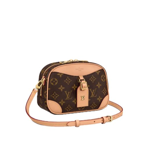 LOUIS VUITTON Deauville Mini Bag. Original Quality Bag including gift box, care book, dust bag, authenticity card. For Fall-Winter 2020, Nicolas Ghesquière introduces the Deauville Mini handbag. This adorable camera bag in Monogram canvas with natural leather trim will bring a touch of retro chic to any look. Compact and lightweight, it has an adjustable leather strap for shoulder and cross-body carry.