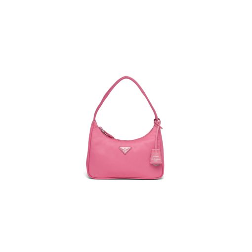 PRADA Re-Edition 2000 Nylon Mini Hobo. High-End Bag including gift box, dust bag, literature, and authenticity card. Practical and feminine, the nylon mini bag is decorated with iconic Saffiano leather trim. It features a contemporary mix of materials.