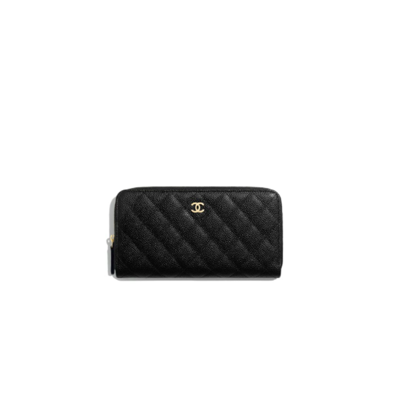 CHANEL Classic Long Zipped Wallet. Original Quality Wallet including gift box, care book, dust bag, authenticity card. This wallet is one of the signature wallets of Chanel. It has been around for some time now and it will continue to stick around. This wallet is practical and amazing; perfect to hold paper money, credit cards and coins. The classic black color, you will get the signature burgundy colored interior.
