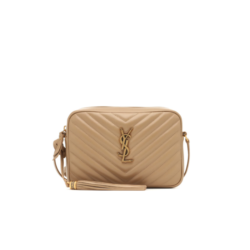 SAINT LAURENT Lou Camera Bag in Quilted Leather. The bag is one of Saint Laurentβs most popular crossbody bags. This brings some much needed variety to the selection of small-to-medium crossbody bags available on the luxury designer scene right now. This monogram shoulder bag featuring an adjustable leather strap, removable leather tassel, interlaced YSL initials in metal at the center and quilted overstitching.