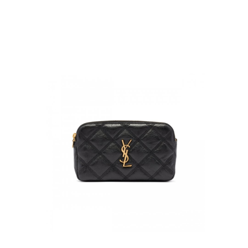 SAINT LAURENT Becky Double-Zip Pouch in Quilted Leather.