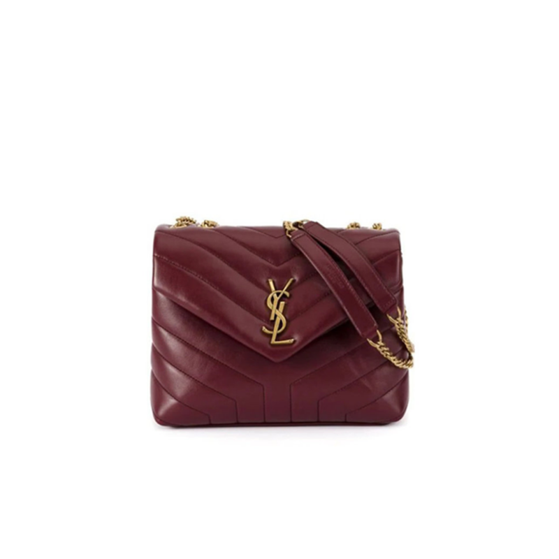 SAINT LAURENT Small Loulou MatelassΓ© Bag. If asked to describe the design of the SAINT LAURENT Small Loulou MatelassΓ© Bag in a few words, weβd say that it is a feminine bag with a slight rock and roll feel to it. One of the most noticeable things about the look of the LouLou is the padded quilted leather, a feature which gives the bag more volume. The leather padded chain handles and the metal interlocking YSL initials on the front flap, make it a bold, yet still classic, luxury handbag. Versatility is another strong point of the YSL LouLou bag, and it can definitely be dressed up or down for any occasion. The chain strap is moveable, which means it can also be worn as a crossbody bag.