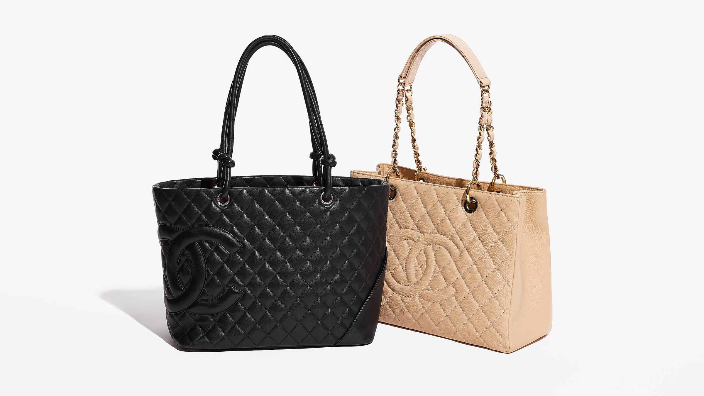 Luxury-inspired bags from China placed beside branded originals