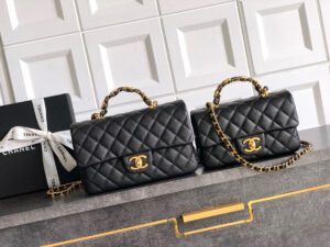 Mini Handy CC Flap Bag. Authentic quality luxury bag crafted in genuine leather comes with authenticity card, dust bag and gift bag. Small in Size, Grand in Glamour — The Essence of Elegance. Petite yet powerful, the Caviar Quilted Mini Handy CC Flap embodies timeless sophistication. Crafted from signature caviar leather with classic diamond quilting, this bag exudes refined elegance in every stitch. The design features a structured top handle and a leather-threaded chain strap, offering versatile styling from hand-carry to crossbody. Gold-plated CC details and the signature turn-lock closure add the perfect touch of luxury. Inside, a sleek leather interior with both zipper and patch pockets ensures your essentials stay beautifully organized. Compact, iconic, and unmistakably *ANEL — this is the ultimate statement in modern classic style.