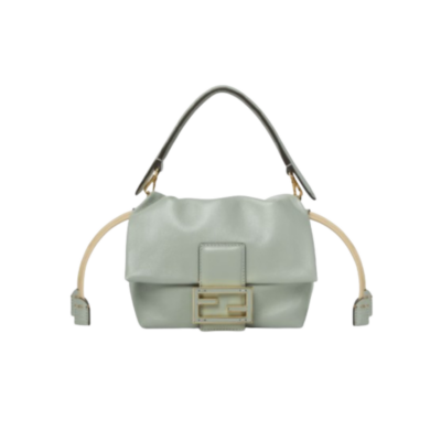 Small Mamma Baguette. Authentic quality luxury bag crafted in genuine leather comes with authenticity card, dust bag and gift bag. A Soft Revival of an Icon. Born in the late ’90s as the effortlessly chic “big sister” to the original, the Mamma Baguette returns for Spring/Summer 2025 with a modern, deconstructed allure. Reimagined in dreamy nappa leather, it blends nostalgia with a fresh, fluid silhouette that feels both relaxed and refined. An oversized FF clasp, accented with a tonal leather insert, anchors the design with signature *ENDI attitude. Inside, a generously sized suede-lined compartment with a drawstring closure and ties offers both luxury and practicality. Finished with gold-tone hardware and complete with detachable handle and shoulder strap, it transitions seamlessly from hand-held elegance to crossbody ease. Soft, iconic, and undeniably modern—the Mamma Baguette is back, and better than ever.