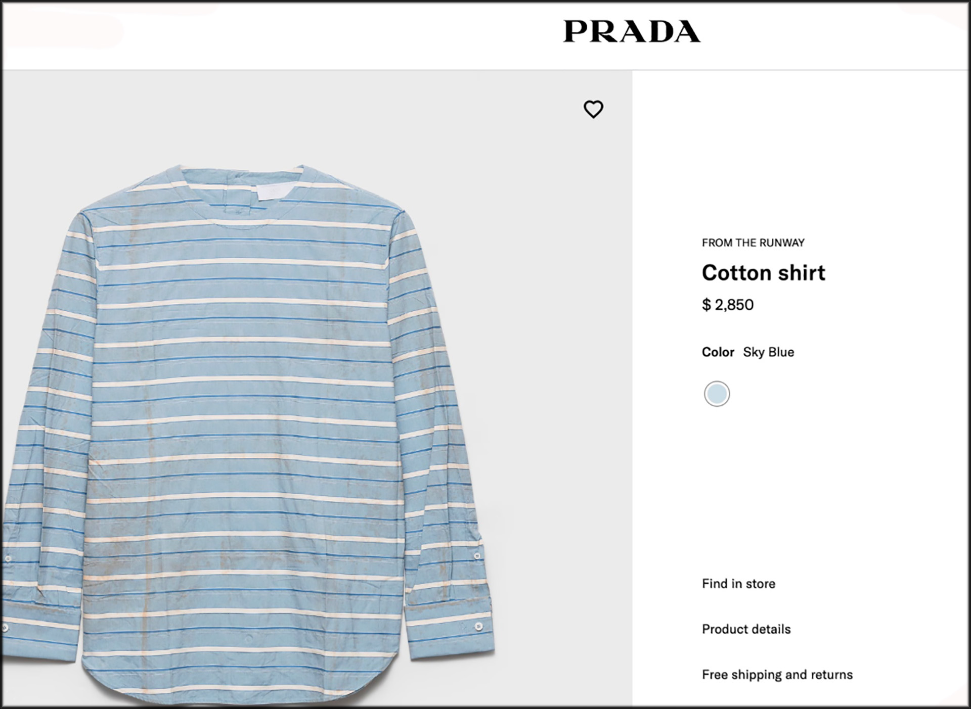 A soiled-looking Prada cotton shirt, yours for $2,850. Rage bait, trolling, greedflation, bad taste, attention seeking, or simply price itself as luxury strategy?